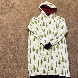 Green Tree Patterned long Hoodie
